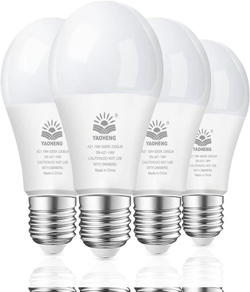 A21 LED Light Bulb, 150 Watt Equivalent LED Bulbs, 19W 5000K Daylight, 2300 Lumens, Non-Dimmable, E26 Base, Super