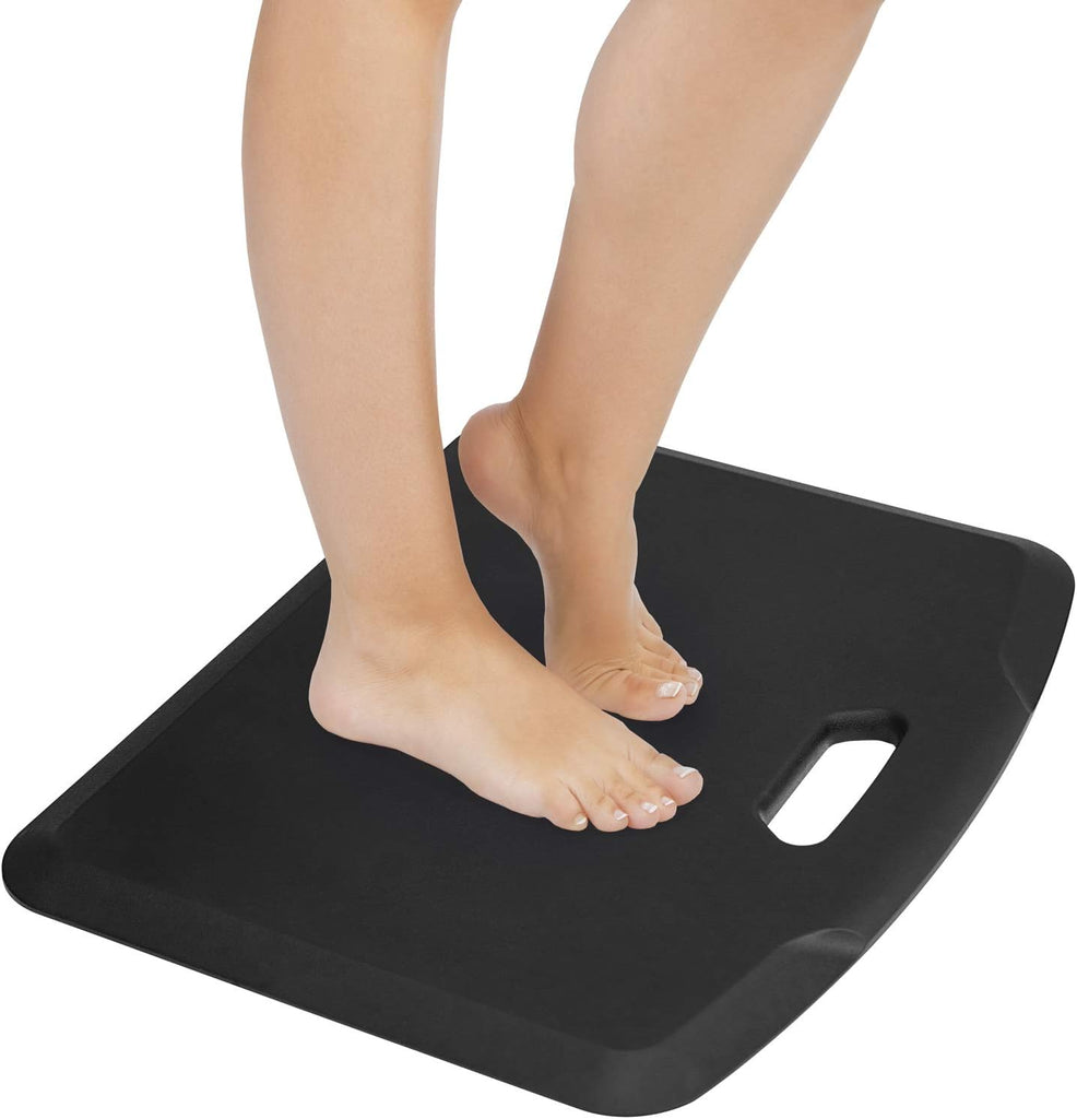 Anti Fatigue Floor Mat, 18x22, Black | Anti-slip, washable rubberized gel foam mat for standing desks, kitchens &