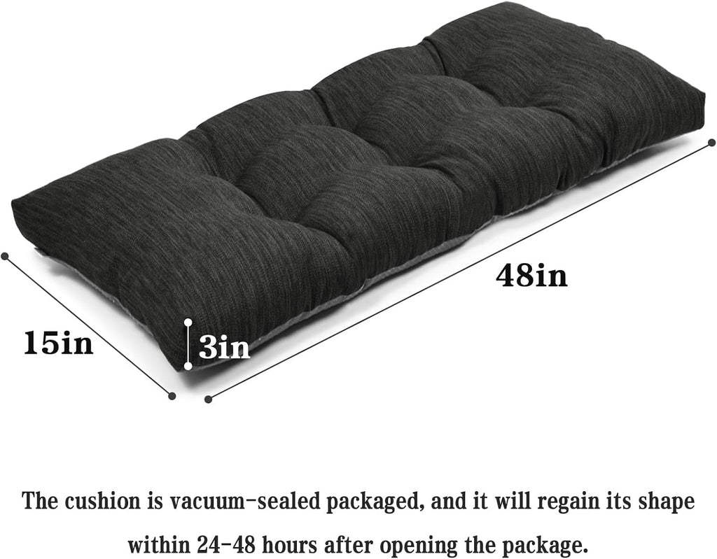 48 Inch Classic Solid Color Bench Cushion with Ties, Super Soft Indoor Outdoor Rectangle Bench Seat Cushion Standard