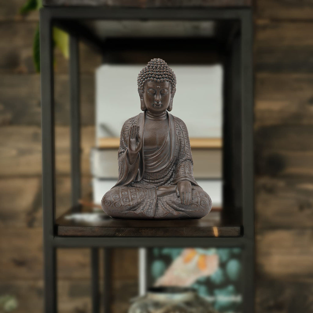 Buddha Statue Decor, Buddah Statute Zen Decoration, Meditation Buddha Decor Brown 7 inch