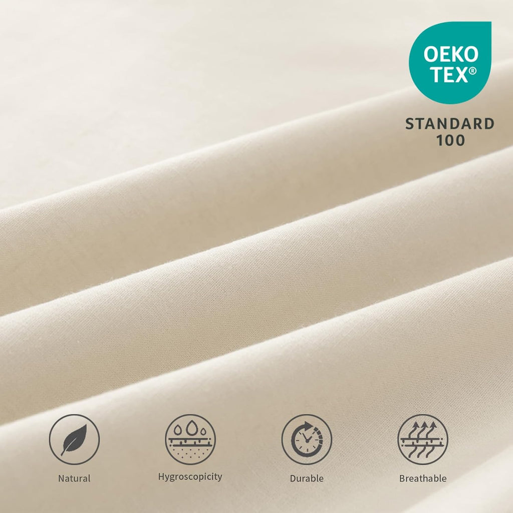 Soft Cozy French Linen Bed Skirt with Pleated Frills - 14" Tailored Drop Dust Ruffle for Farmhouse & Modern Bedrooms