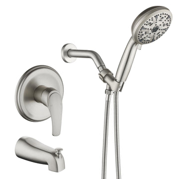 Tub Shower Faucet Set with 10 Spray Handheld Shower Brushed Nickel Shower Head and Handle Set Shower System with Tub