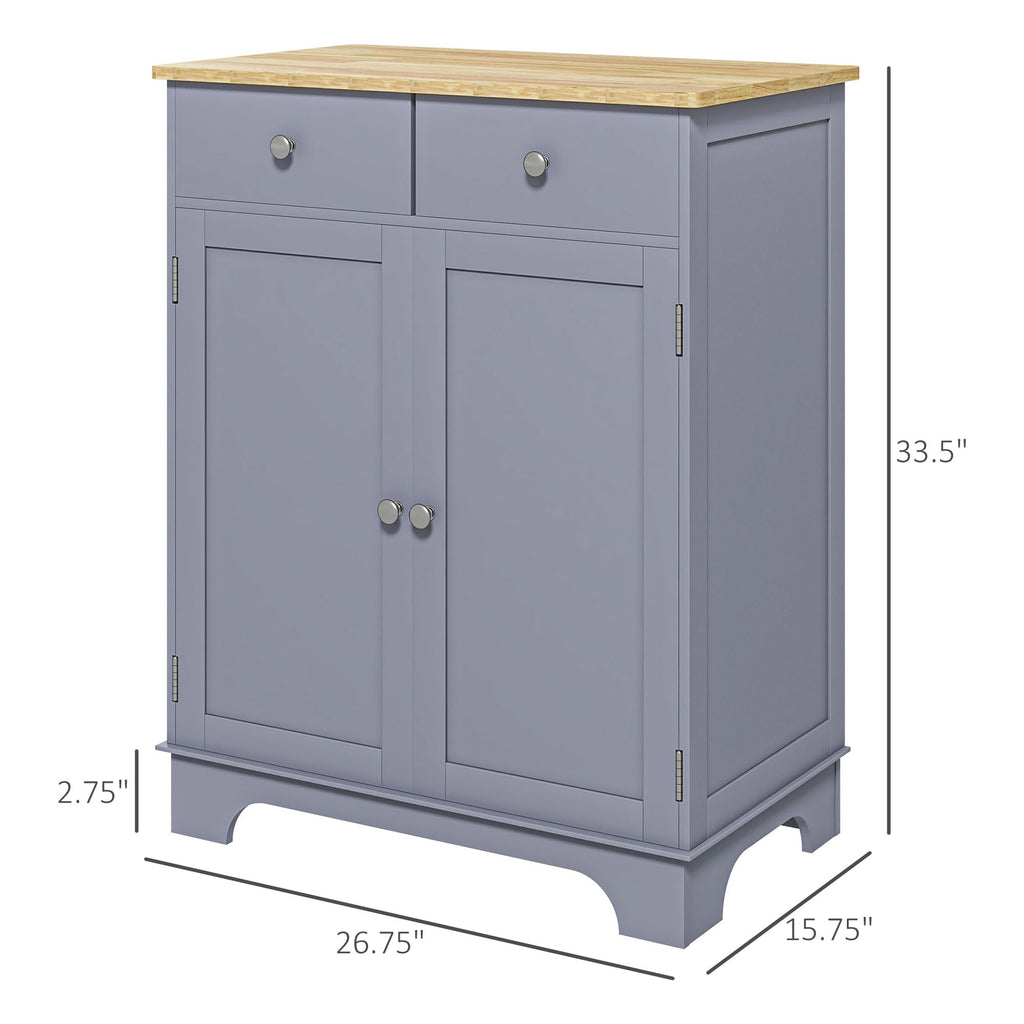 Sideboard Buffet Cabinet Solid Wood Countertop Gray