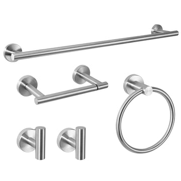 5 Piece Modern Style Wall Mounted Bathroom Hardware Set
