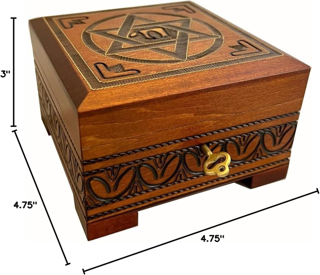 Star of David Wood Box w/Lock & Key Handcrafted Magen David Box Jewish Judaica Keepsake Made in Poland