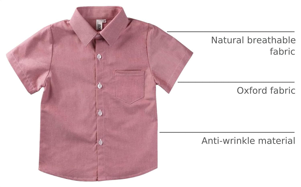 Boys Short Sleeve Dress Shirt Oxford Button Down Formal Shirts