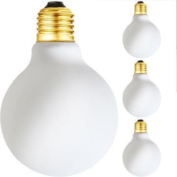 G25 Globe LED Light Bulb, Dimmable, Matte White, E26 Base, 8W, 75W Equivalent, 2700K Warm White, 600LM, Vintage