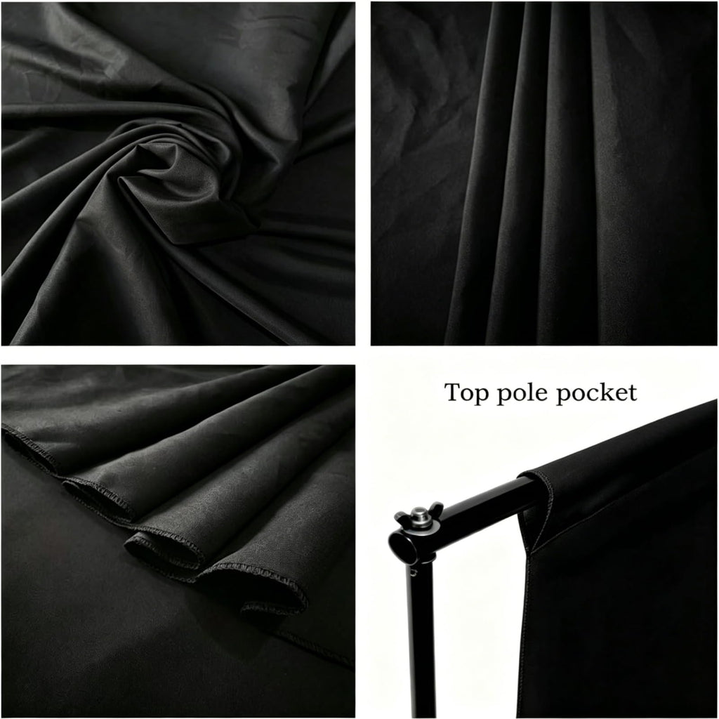 10x7 FT Black Backdrop Background for Photography, High Density Polyester Fabric Pure Black Photo Backdrop Curtain