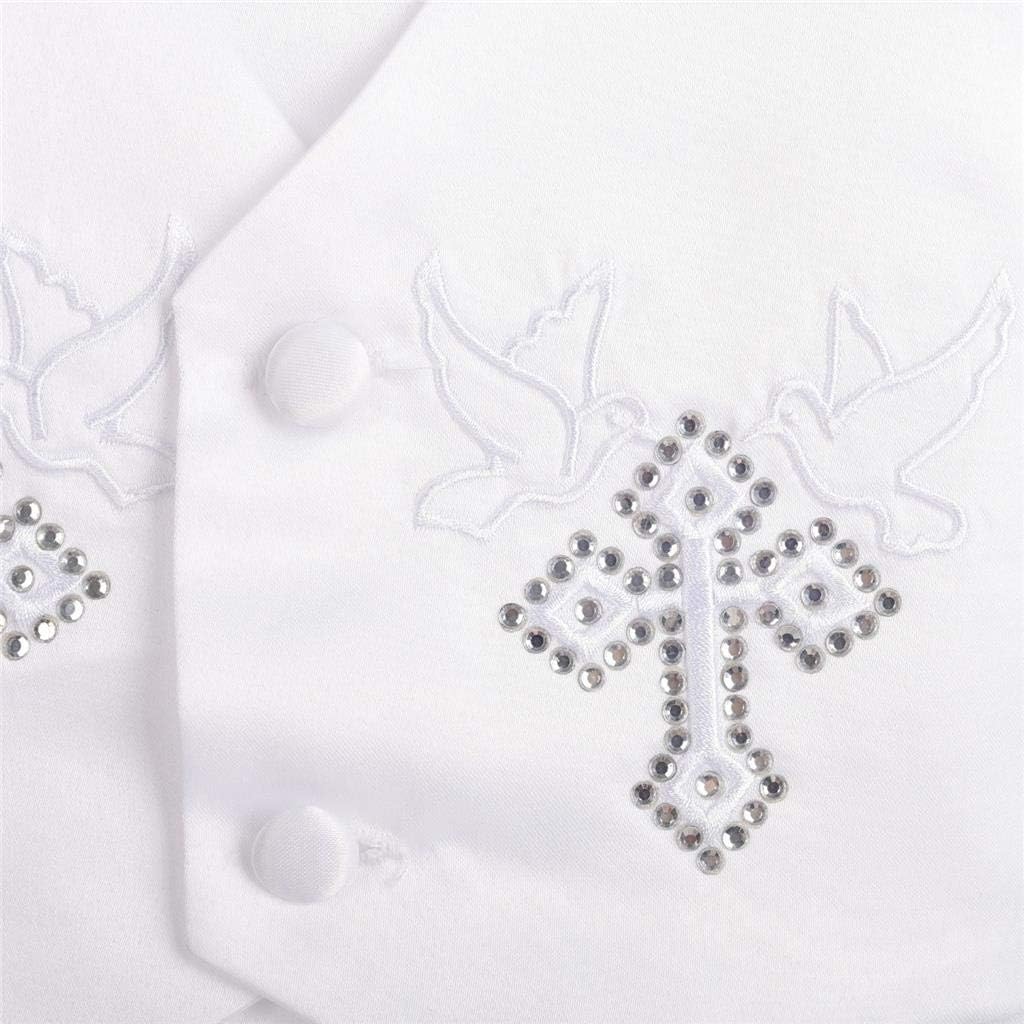 Baby Boys Christening Suit White Baptism Outfits with Bonnet