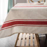 White Red Tablecloth Cotton Linen Farmhouse Table Cover Soft Washable Table Top for Parties Coffee K
