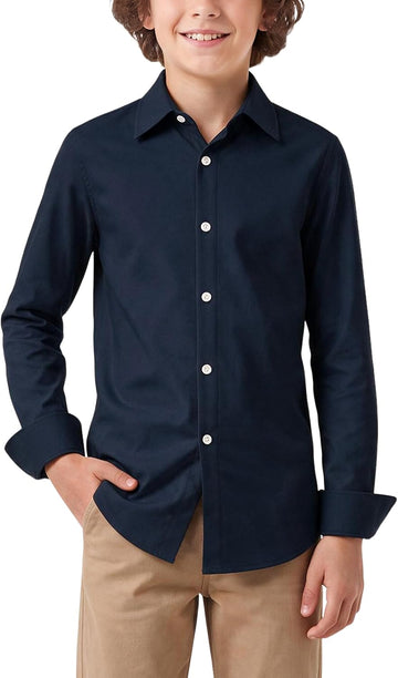 Boys Cotton Long Sleeve Button Down Dress Shirt