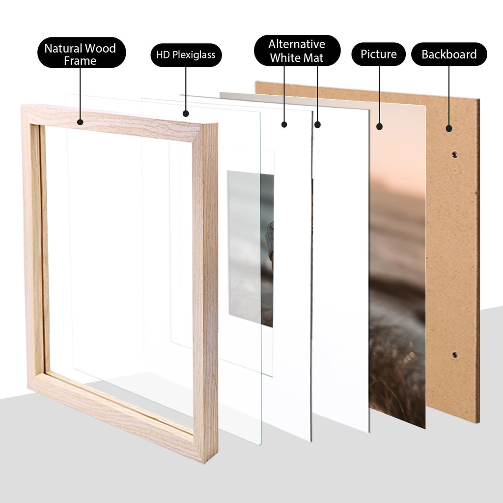 12x12 Picture Frames 4 Pack Natural Solid Wood Square Frames