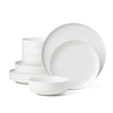 White 24 Seven Piece Dinnerware Set, 12 Count, Dorm Necessities, Dorm Essentials