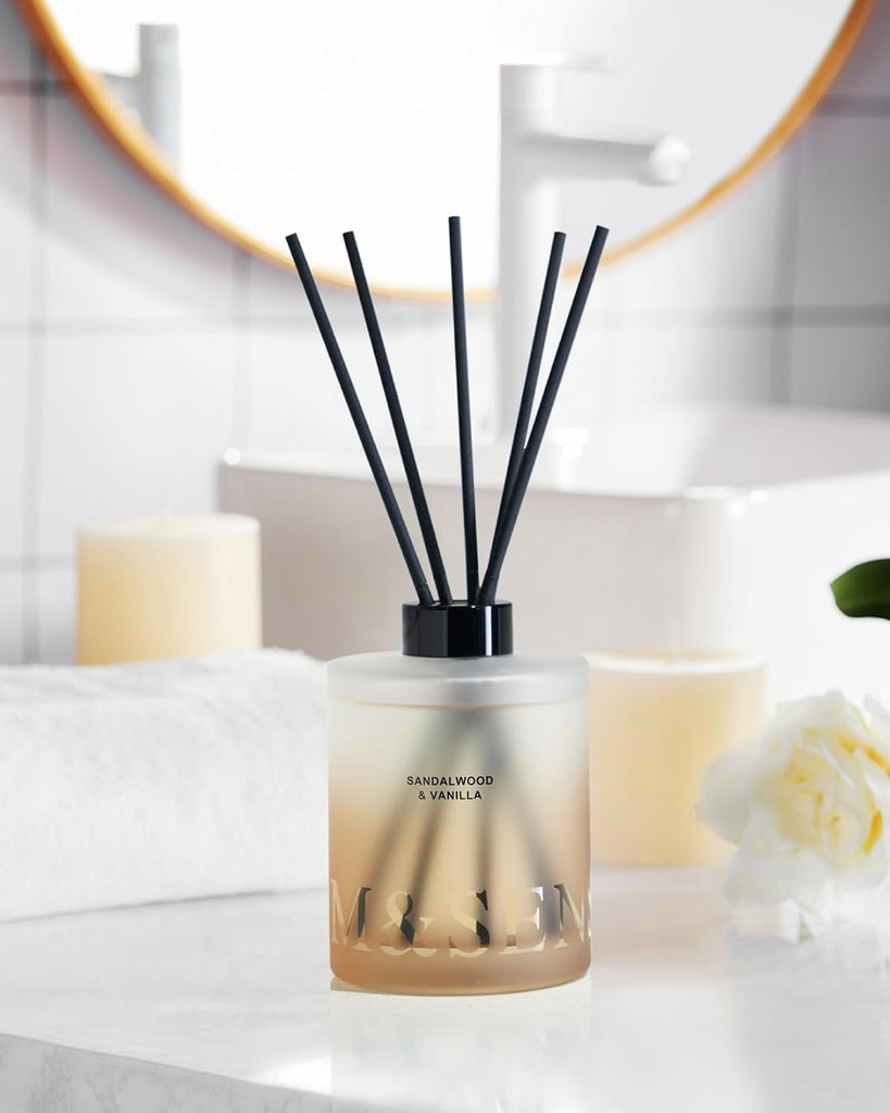 Reed Diffuser, Sandalwood Vanilla, 17 oz Natural Essential Oil - Set of 176