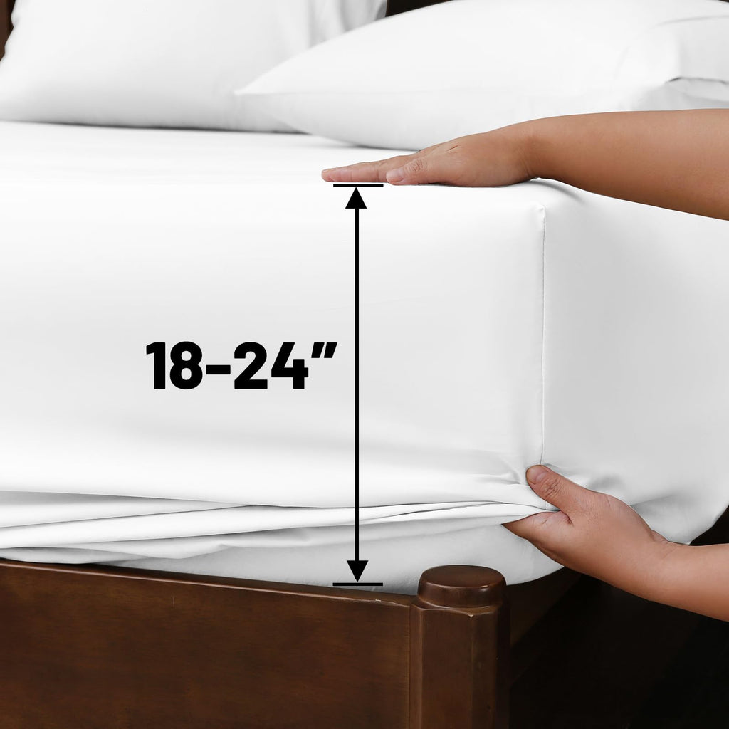 Extra Deep Pocket California King Sheets 18-24 Inch 100% Egyptian Cotton 1000 Thread Count Sateen Weave Soft