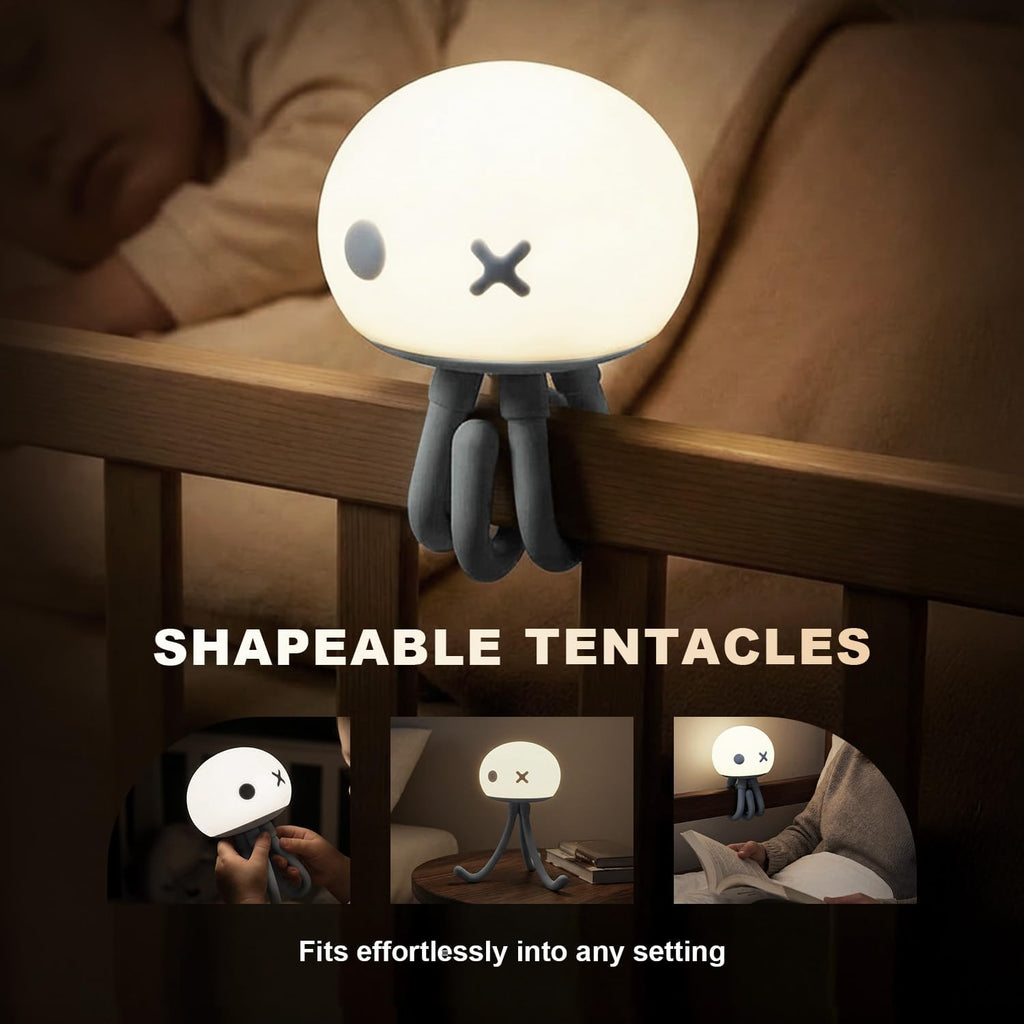 Jellyfish Rechargeable Night Light for Kids Baby Nursery | Special Funny Gifts Room Decor, Cute Lamp with Soft