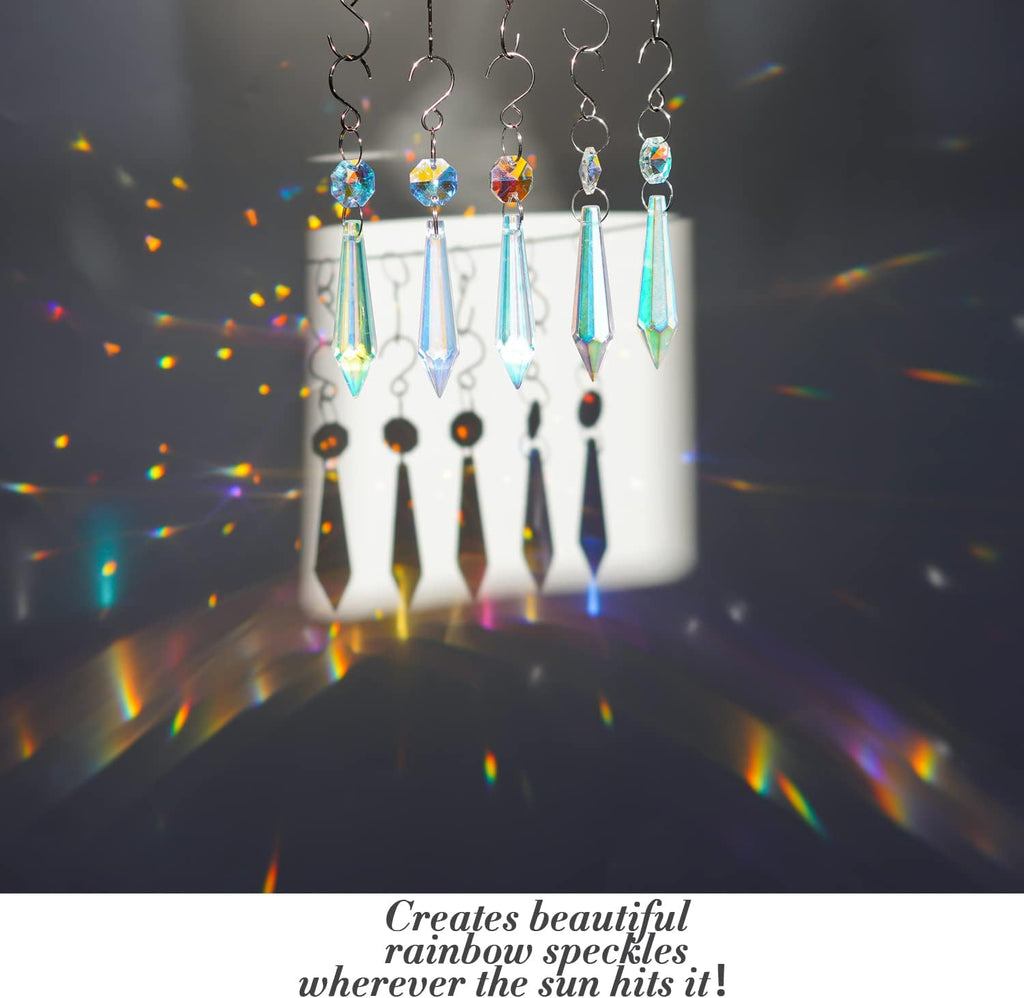 20 Pcs Chandelier Icicle Crystal Prisms Suncatcher Window Wedding Decor - 55mm Chandelier Crystals Replacement AB