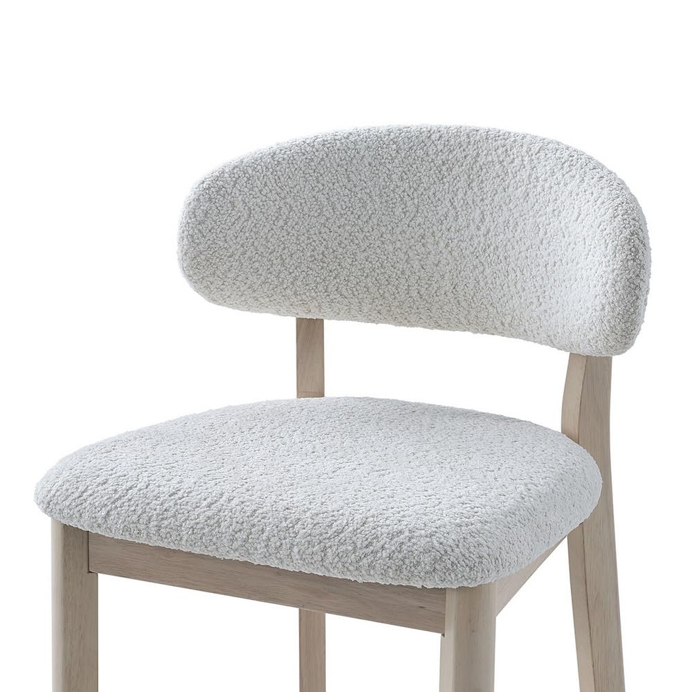 30" Bar Stools Set of 2, Upholstered Bar Height Stool, White Wash Color