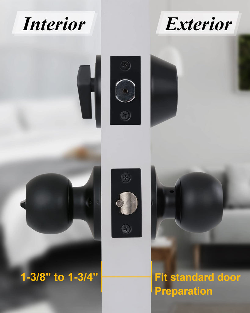 All Keyed Same Entry Knobs&Single Cylinder Deadbolt Combo Set for Exterior Front Doors, Matte Black Finish Entry Door