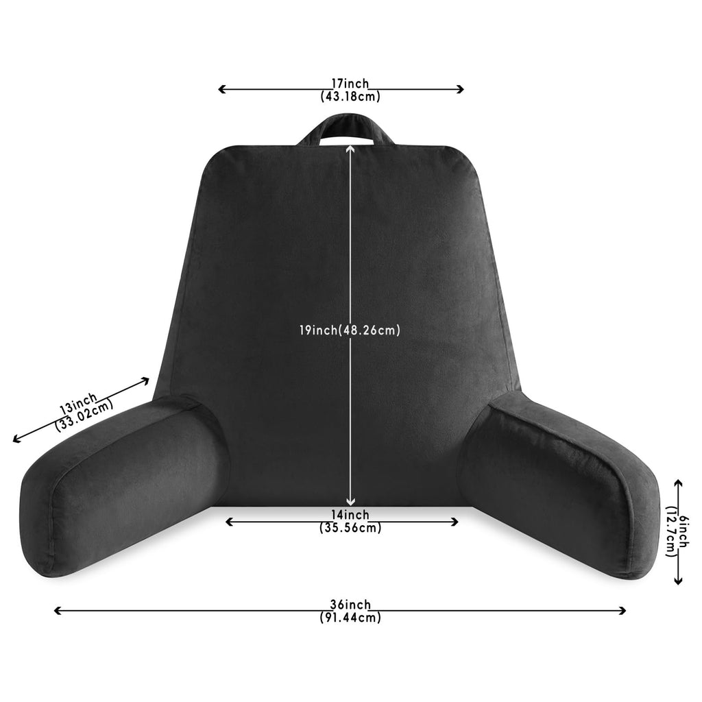 Reading Pillow for Sitting in Bed with Shredded Memory Foam, Black
