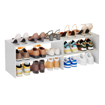 Long White 11.02′′Shoe Rack for Closets, Stackable and Expandable Shoe Organizer, Suitable s, Garages, Storage