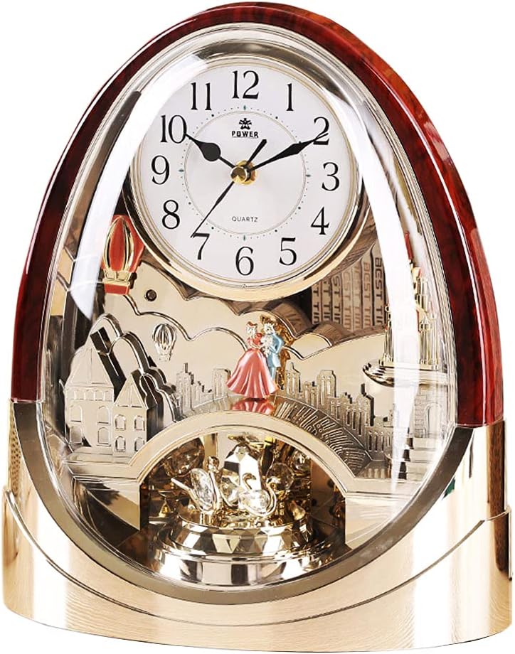 Table Clock,Desk Clock, Crystal Bells Musical Motion Rotating Pendulum Mantel Clock,for Home, Hotel, Library or Church Decor,Great Gift...