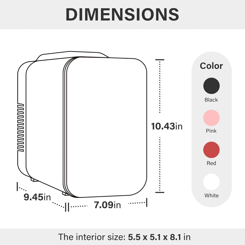 4L 6 Can Portable Mini Fridge, Cooler & Warmer Compact Refrigerators for Food, Drinks, SkinCare, Office Desk, Pink