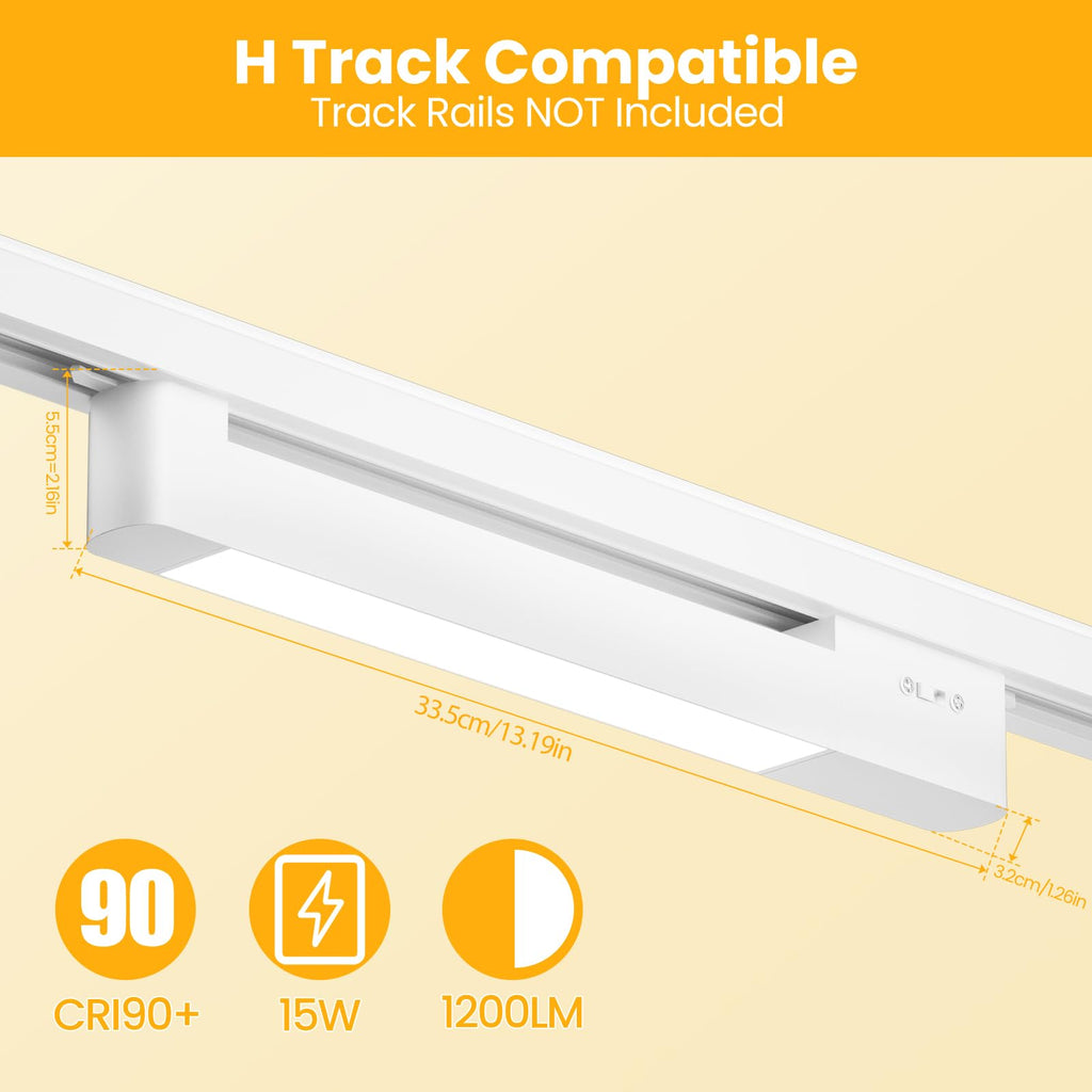 5 Color Linear H Track Lighting Heads Dimmable, White 15W 2 Pack