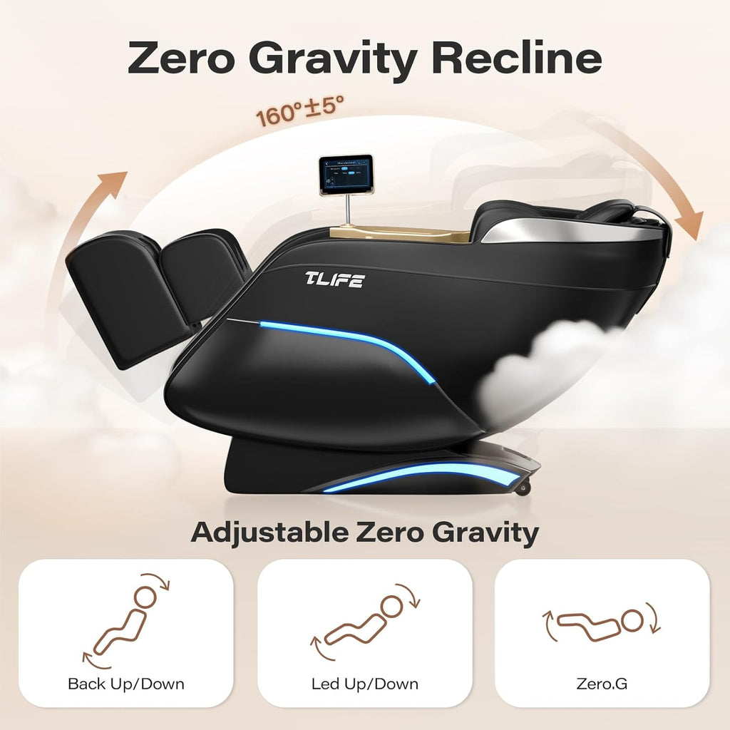 Massage Chair Full Body 160° Zero Gravity SL-Track, 12 Modes, Black | Full-Body Airbags, Body Scan, 6 Massage