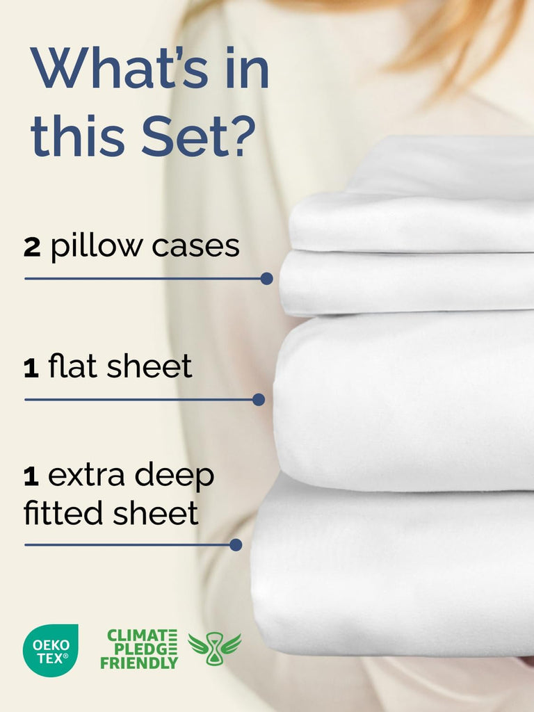 Extra Deep King Sheet Set - 4 Piece Breathable & Cooling Bed Sheets - Easily Fits 18 to 24 inch Mattress - Ultra