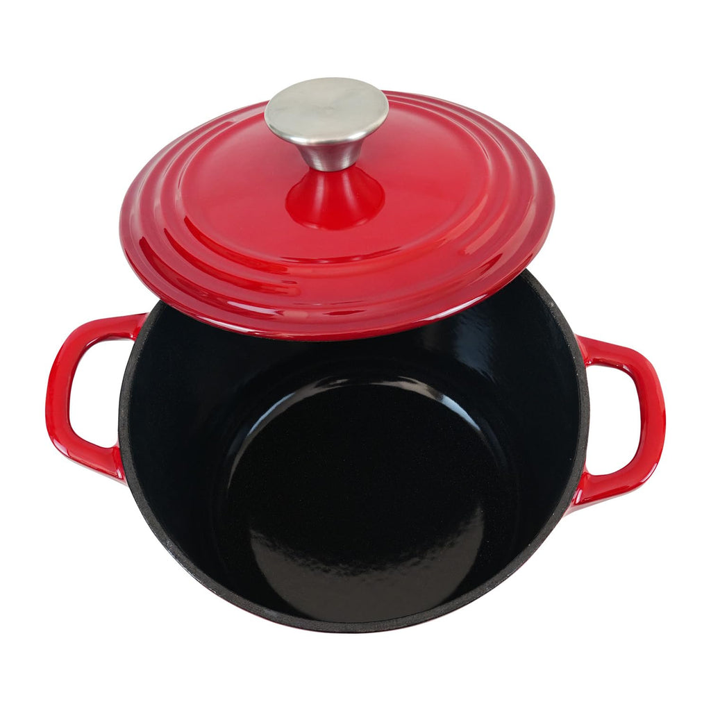 Dutch Oven Pot with Lid 1.8 Qt Cast Iron Dutch Oven for Bread Baking, Red Enameled Cast Iron Rice Pot, Small Deep