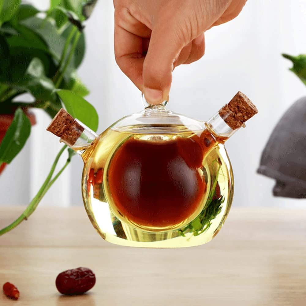 2 in 1 Oil and Vinegar Dispenser Cruet Bottle, Kitchen Supplies Glass Olive Oil and Balsamic Vinegar Cruet Bottle