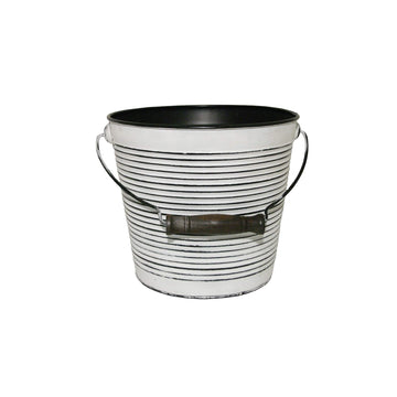 Vintage Collection 10 in Rustic White Bucket Planter