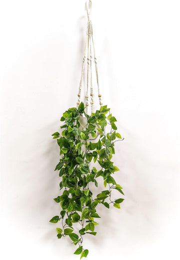 Fake Hanging Plants Artificial Plants Decor Macrame Plant Hanger with Fake Vines Faux Hanging Planter Greenery for