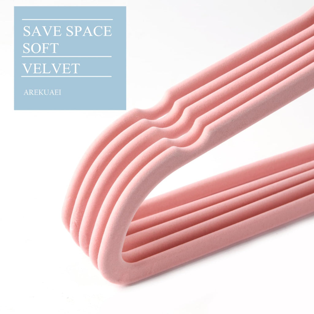 Premium Blush Pink Velvet Hangers (Pack of 50) Heavyduty - Non Slip - Copper/Rose Gold Hooks, Space Saving Clothes