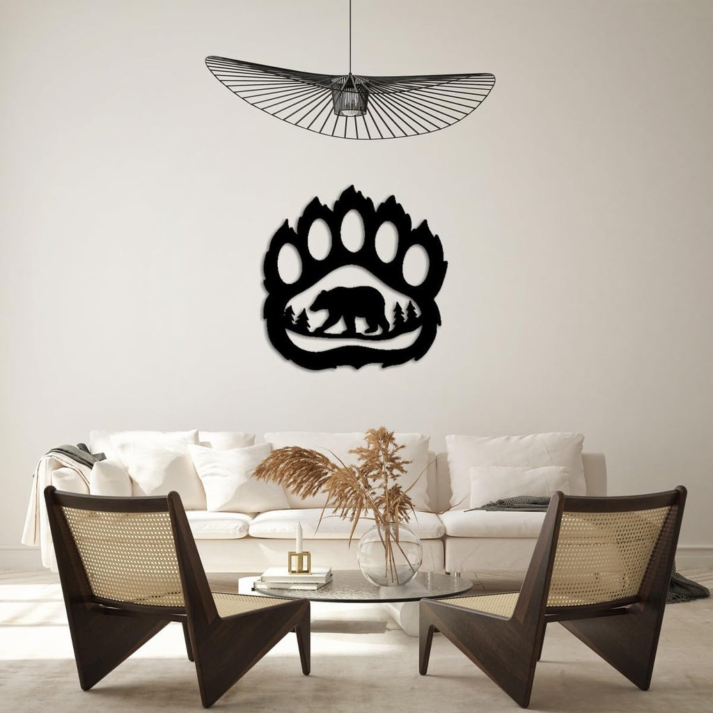 Bear Paw Forest Silhouette Metal Wall Art Decor Outdoor Decor Metal Signs Rustic Farmhouse Style Stunning Wall Decor