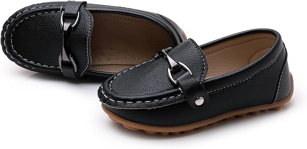 Boys Girls Slip On Loafers Dress Shoes Casual Flat Moccasins