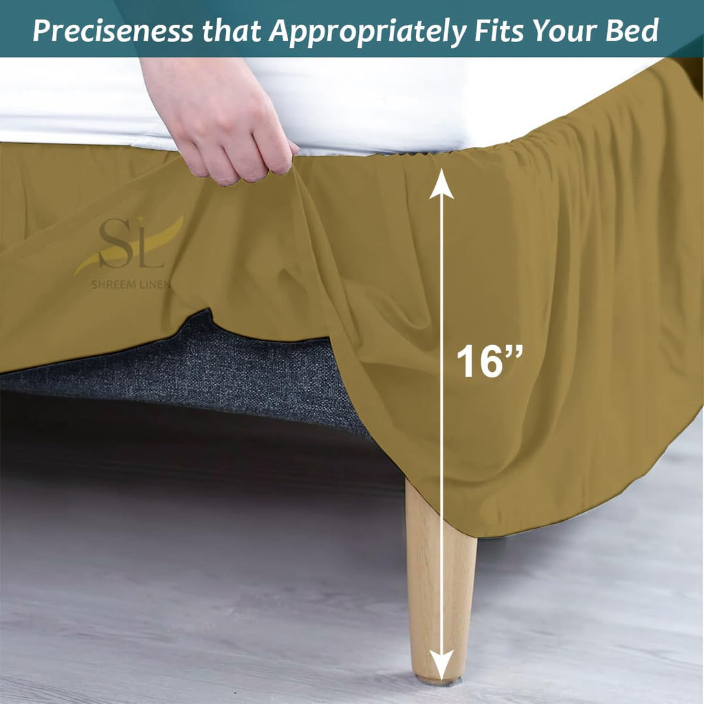 Ruffled Bed Skirt with Split Corners, Gathered Style, 100% Microfiber, 16-Inch Drop, Dust Ruffle Bedskirt with