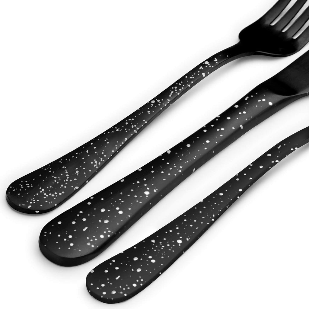 Matte Black Silverware Set, Stainless Steel Flatware Set, 20-Piece Tableware Cutlery Set Service for 4, Satin Finish