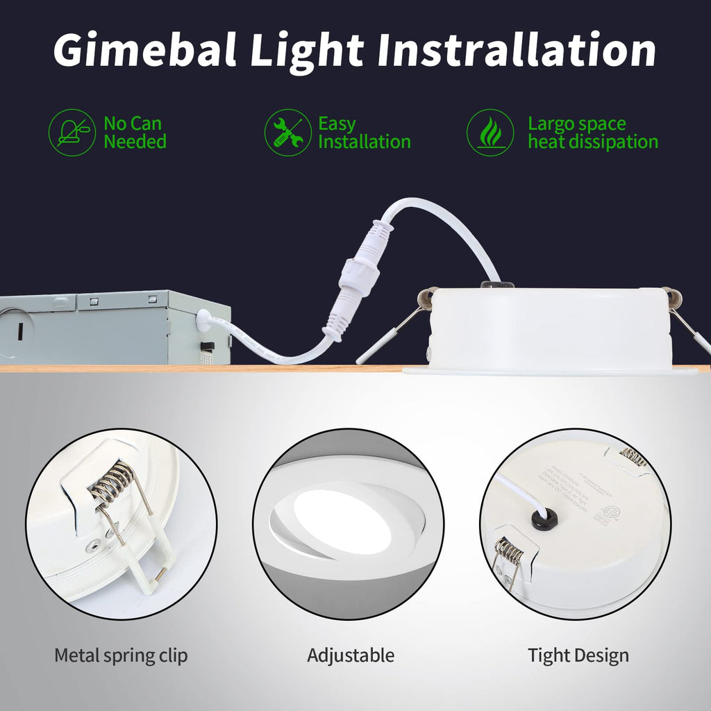4 Inch Led Recessed Lights Gimbal 4 Pack,5 CCT,Dimmable