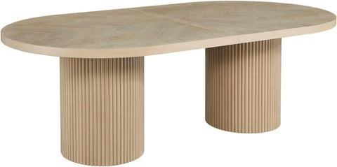 Dobby 90"-123" Extendable Oval Wooden Mid Century Modern Dining Table with Double Pedestal Base, Oval Dining Table