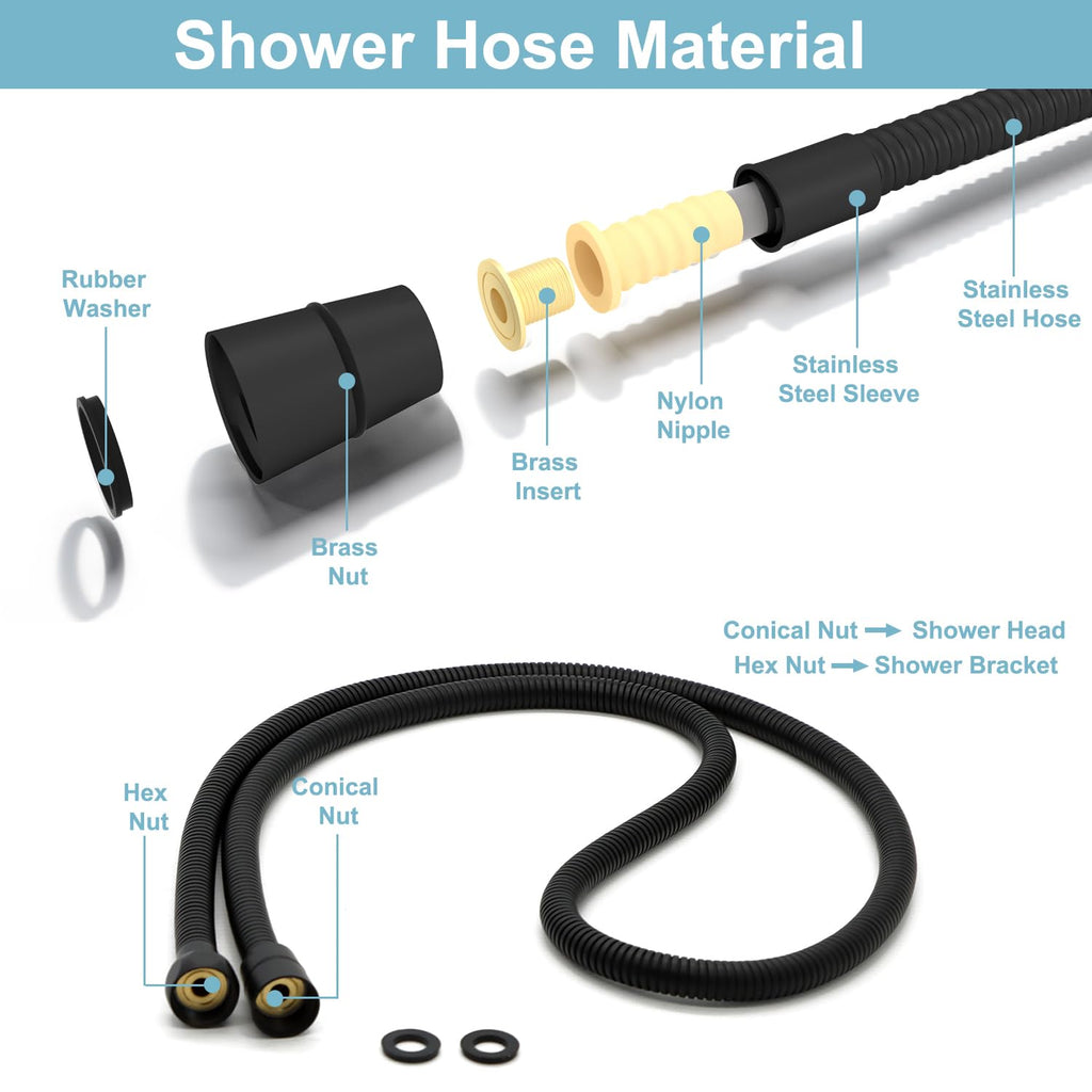 Vintage Handheld Shower Head with 59" Flexible Hose, Black