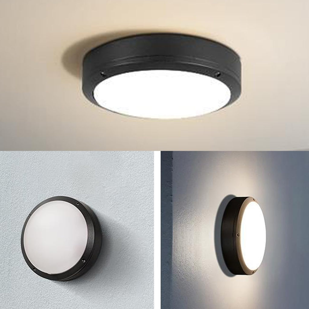 LED Flush Mount Ceiling Light, 8.5Inch Outdoor Wall Lights, IP65 All Aluminum Sealed Damp, 3000k, 15W Round Modern Simple