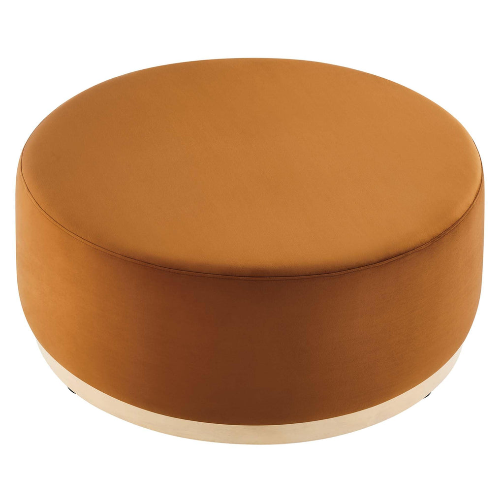 Large 38" Round Performance Velvet Upholstered Upholstered Ottoman