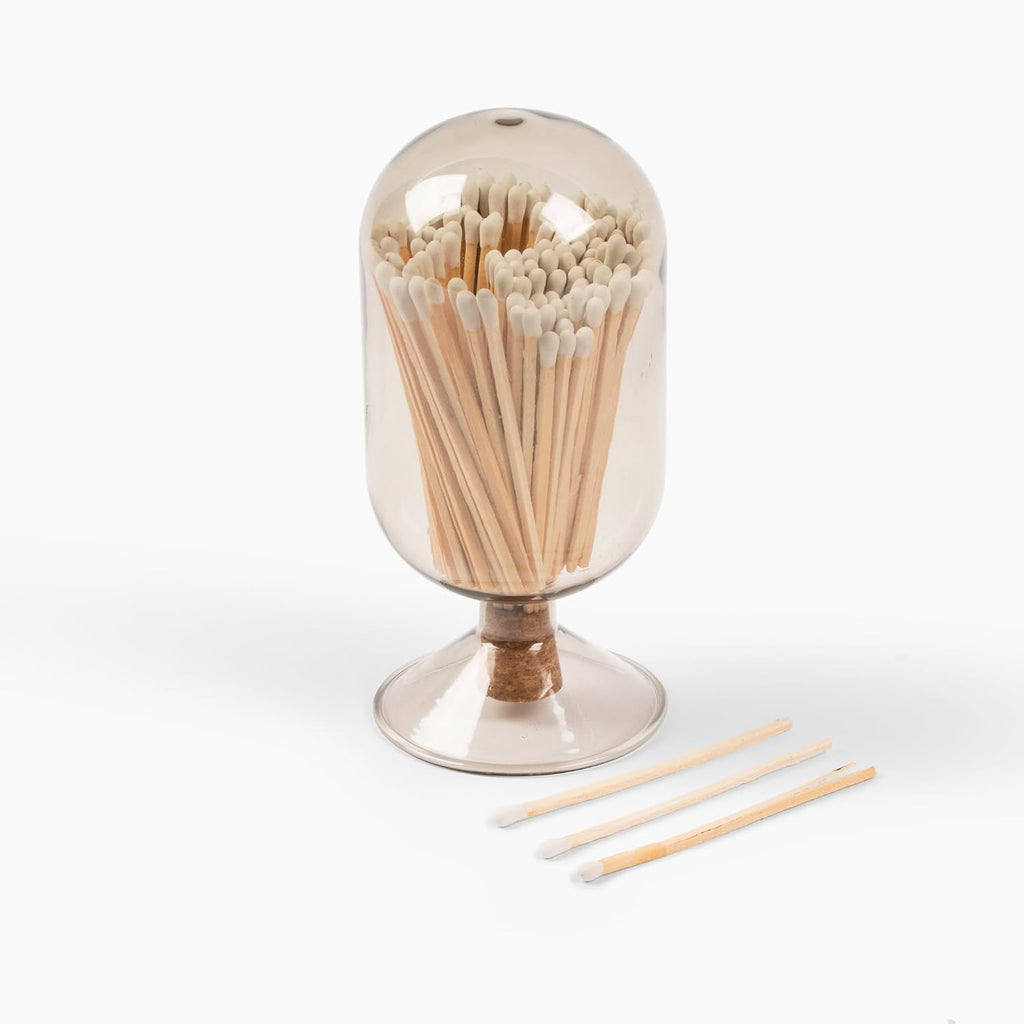 Premium Glass Match Cloche - Matches in a Jar with Striker. Great for Candles, Fireplace. Or Use Bottle for Bath