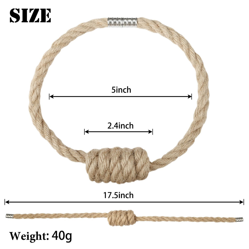Magnetic Jute Curtain Tiebacks 2 Pack Hand-Woven Curtain Ties