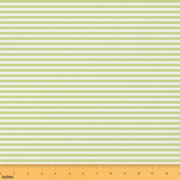 Green Stripe Upholstery Fabric, Striped Fabric By The Yard, Farmhouse Horizontal Stripes Geometric Lines Indoor