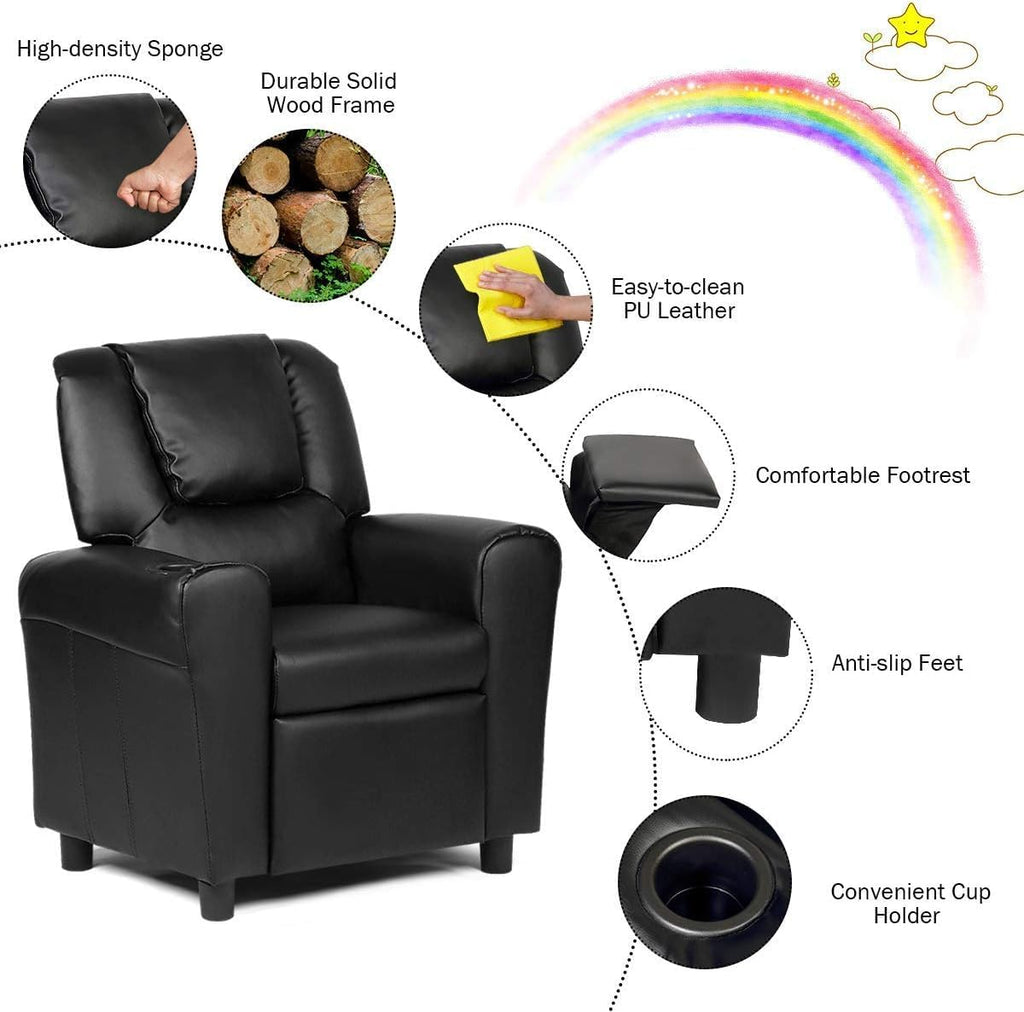 Adjustable Recliner Kids Chairs with Footrest & Backrest,Comfy Toddler Lounge Armchair for Age 3+, Single Sofa Couch