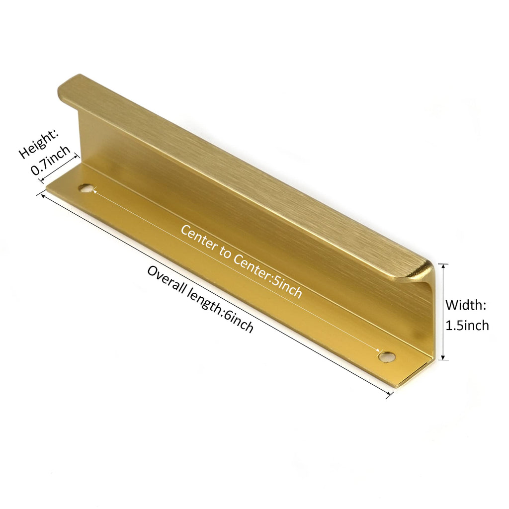 Edge Finger Tab Pull for cabinets Kitchen Concealed Drawer pulls Aluminum Flat Hidden Back Mount Door Handle 10 Pack