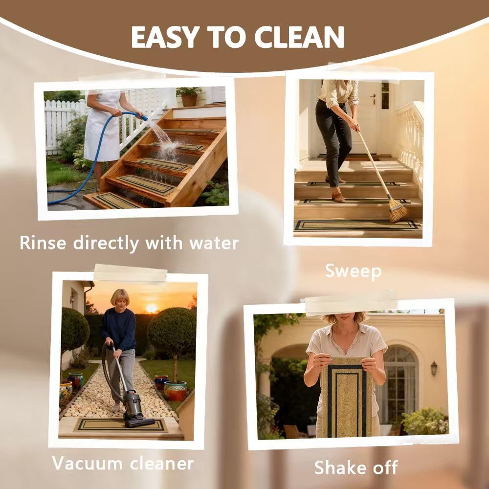 Outdoor Stair Treads for Wooden Steps, 10.2"x 41.7", 6 Pcs, Brown